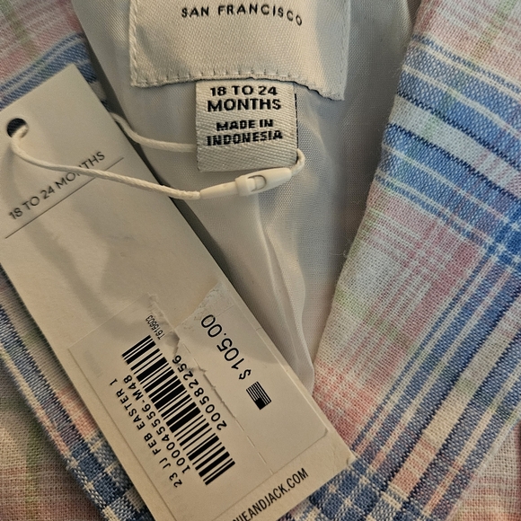 JANIE and JACK MADRAS PLAID LINEN BLAZER 18-14 MO NWT - Picture 4 of 6